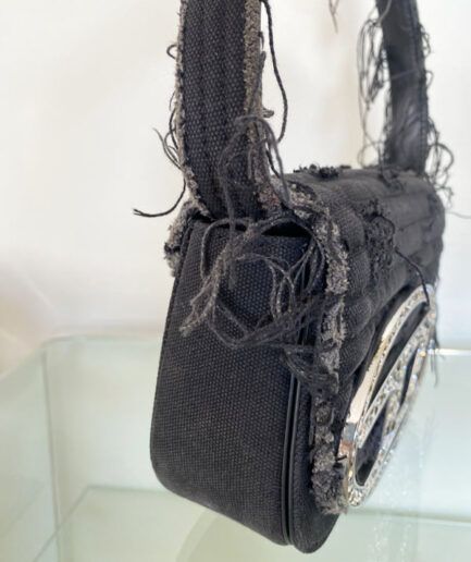 DIESEL bolso Diesel 1DR en denim negro deshilachado