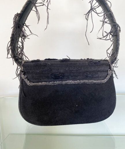 DIESEL bolso Diesel 1DR en denim negro deshilachado