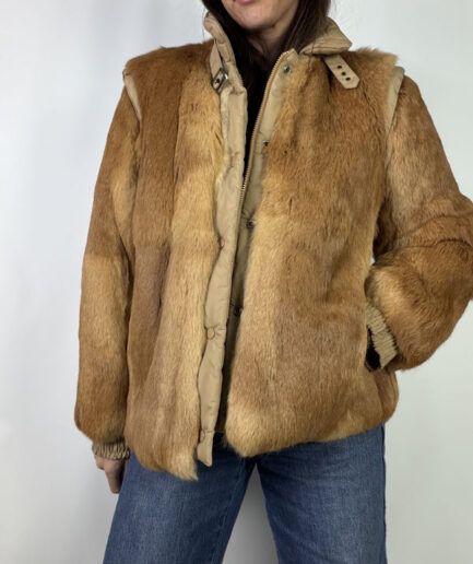 Chaqueta estilo cazadora de conejo marrón (T.M+)