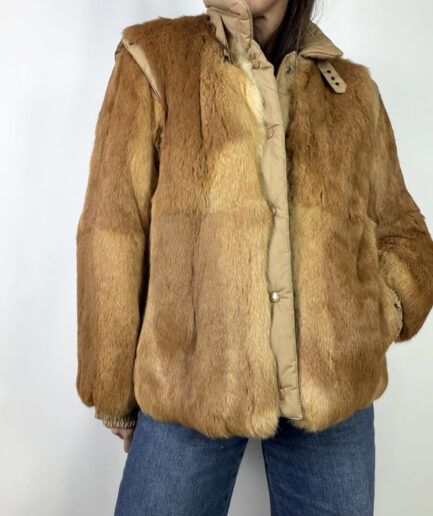 Chaqueta estilo cazadora de conejo marrón (T.M+)