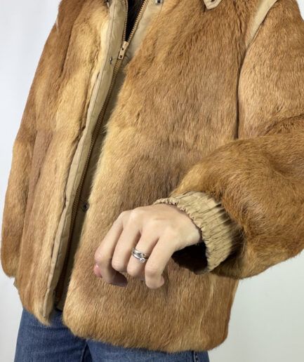 Chaqueta estilo cazadora de conejo marrón (T.M+)