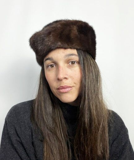 VINTAGE Gorro de visón estilo pillbox.