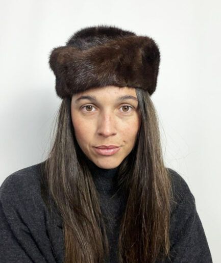 VINTAGE Gorro de visón estilo pillbox.