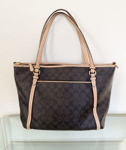 COACH Bolso tote modelo Peyton Signature pocket marrón