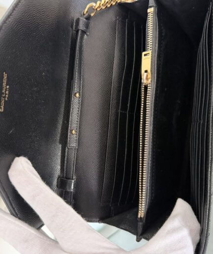 SAINT LAURENT Cartera clásica con cadena dorada