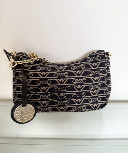 ARMANI bolso de hombro de lona azul con cadena