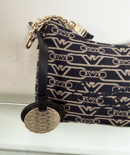 ARMANI bolso de hombro de lona azul con cadena