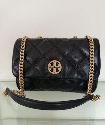Tory Burch Bolso Willa acolchado en cuero negro